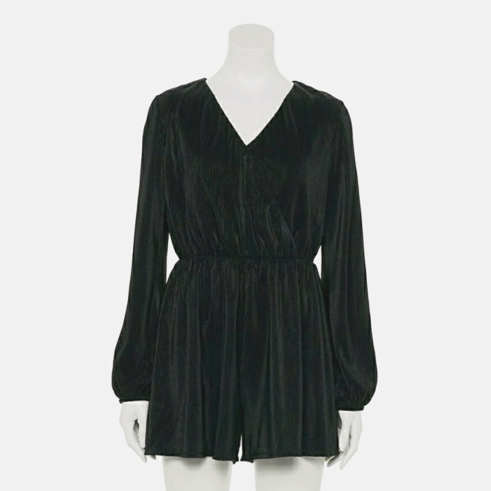 Black Shimmer Fabric Romper